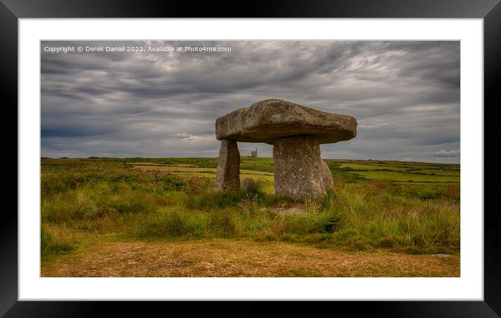 Ancient Megalith in Cornish Countryside Framed Mounted Print by Derek Daniel