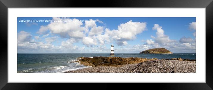 Trwyn Du Lighthouse, Penmon, Anglesey (panoramic) Framed Mounted Print by Derek Daniel