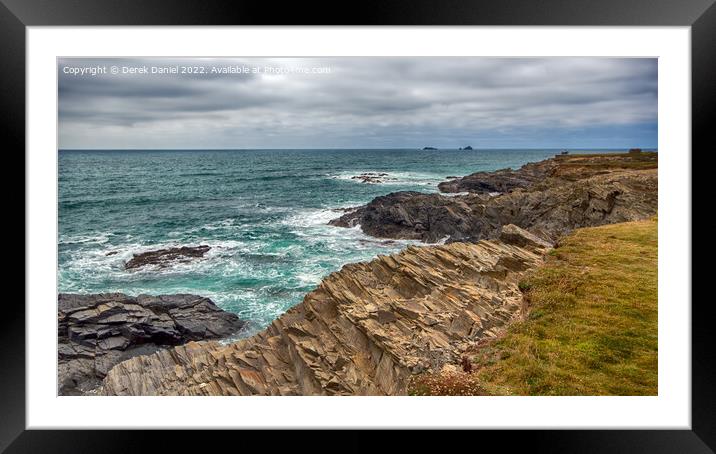 Coastline at Treyarnon, Cornwall Framed Mounted Print by Derek Daniel