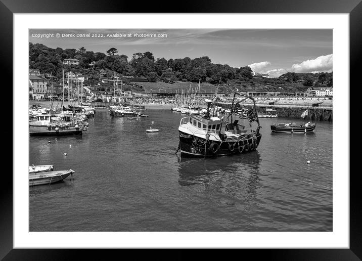 Lyme Regis Harbour (mono) Framed Mounted Print by Derek Daniel