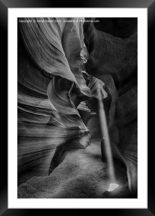 Light Beam in Antelope Canyon (mono) Framed Mounted Print by Derek Daniel