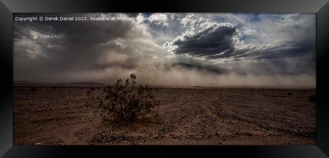 Swirling Sand Storm in Death Valley Framed Print by Derek Daniel