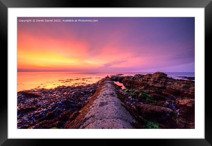 A Fiery Dawn at Peveril Point Framed Mounted Print by Derek Daniel