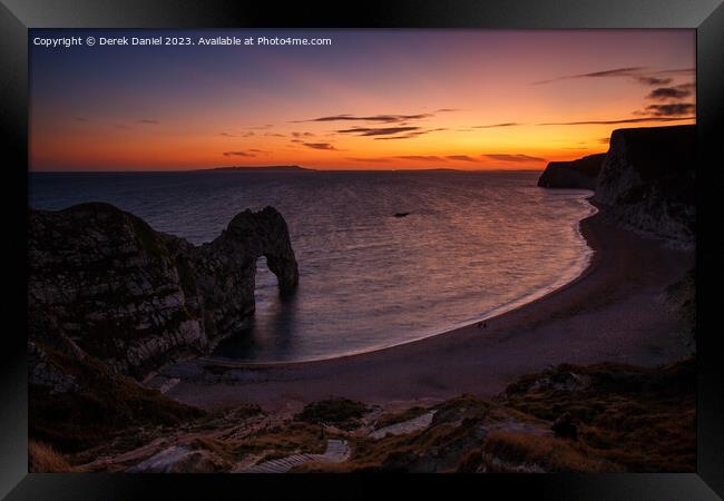 Majestic Sunset at Durdle Door Framed Print by Derek Daniel