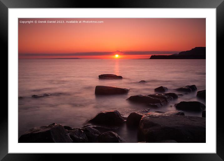 Captivating Kimmeridge Sunset Framed Mounted Print by Derek Daniel