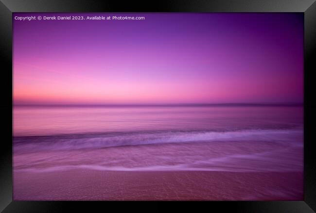 Serene Sunrise on the Beach Framed Print by Derek Daniel
