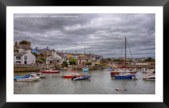Tranquil fishing village by the sea Framed Mounted Print by Derek Daniel