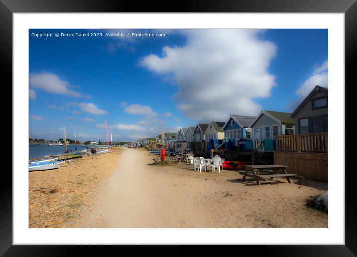 Colourful Beach Huts on Mudeford Spit Framed Mounted Print by Derek Daniel