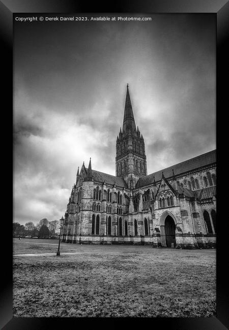 Majestic Salisbury Cathedral Framed Print by Derek Daniel