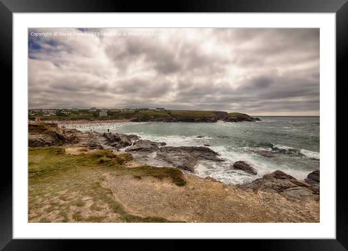 Coastline at Treyarnon, Cornwall Framed Mounted Print by Derek Daniel