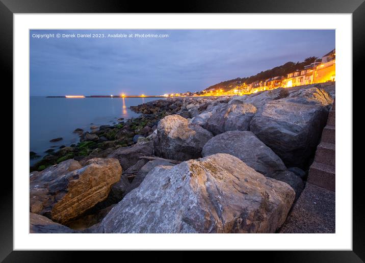 Serene Sunrise over Lyme Regis Framed Mounted Print by Derek Daniel