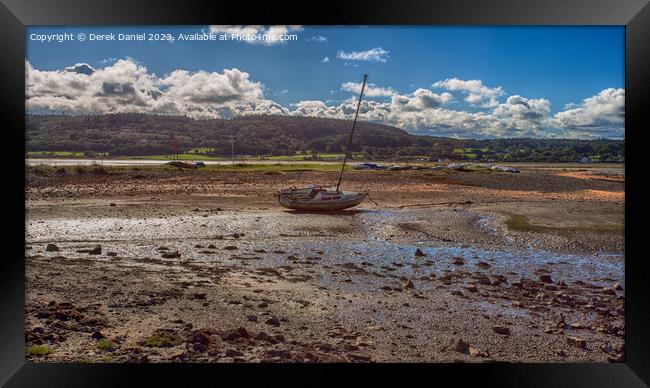 Stranded Boat, Red Wharf Bay, Anglesey  Framed Print by Derek Daniel