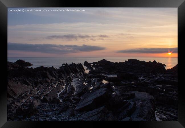 Mesmerizing Sunset at Hartland Quay Framed Print by Derek Daniel