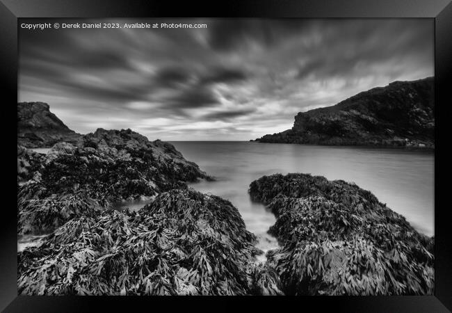 Moody Monochrome Cove in North Wales Framed Print by Derek Daniel