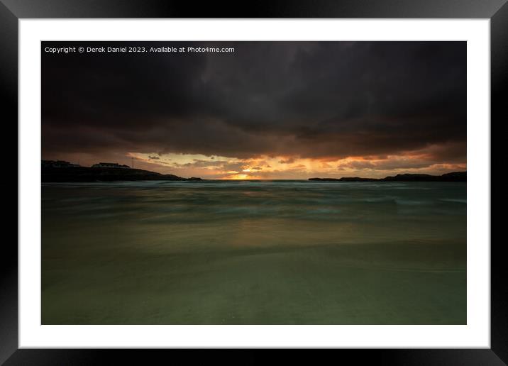 Golden Hour at Trearddur Beach Framed Mounted Print by Derek Daniel