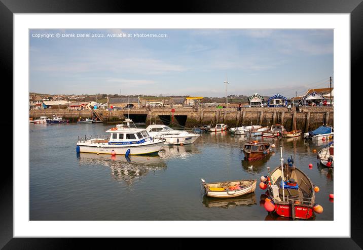 West Bay Quayside Framed Mounted Print by Derek Daniel