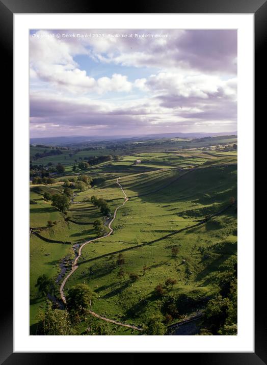 The View from the Limestone Pavement at Malham Framed Mounted Print by Derek Daniel