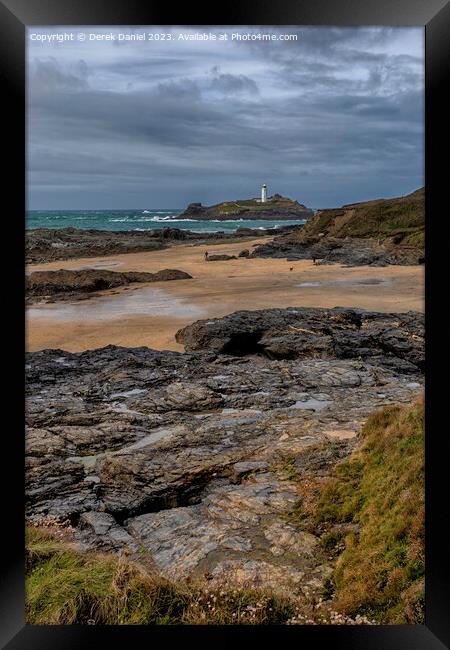 Godrevy Lighthouse, Cornwall Framed Print by Derek Daniel