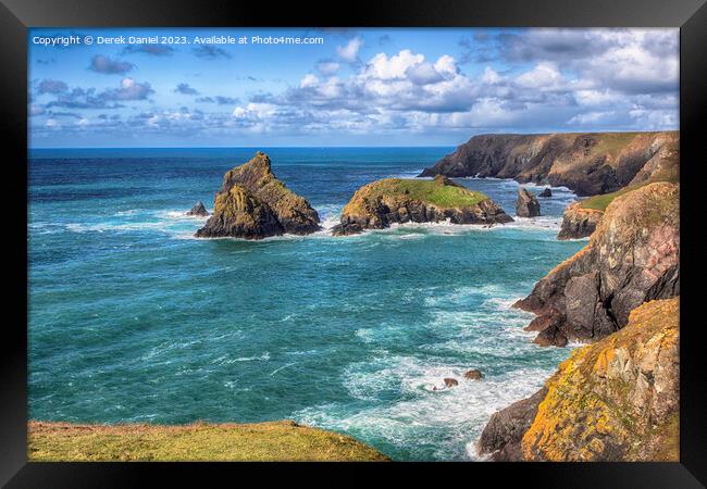 Sea Stacks Around Kynance Cove, Cornwall Framed Print by Derek Daniel