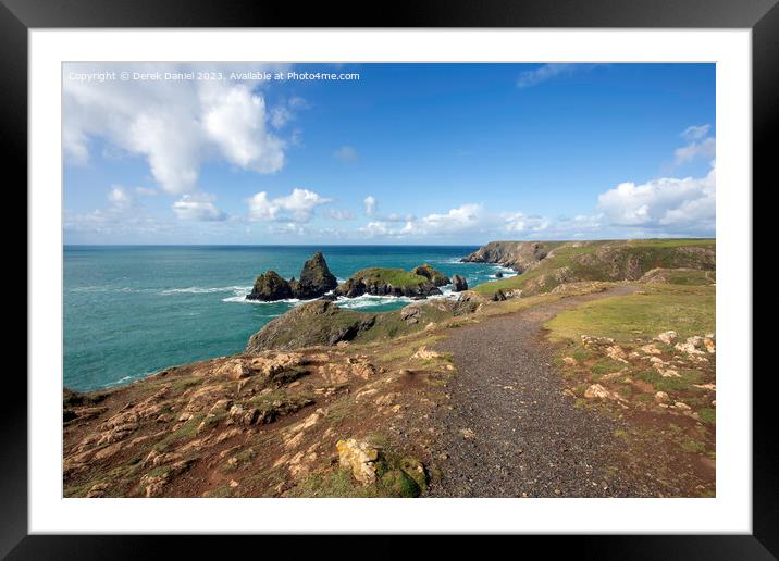 A walk along the South West Coastal path at Kynance Cove, Cornwall  Framed Mounted Print by Derek Daniel