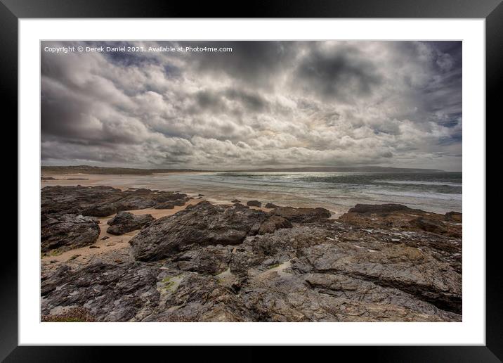 Rocky Beach At Gwithian and Godrevy Framed Mounted Print by Derek Daniel