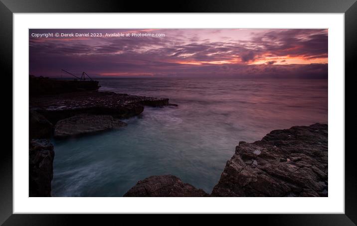 Sunrise Portland Bill Winch, Dorset Framed Mounted Print by Derek Daniel