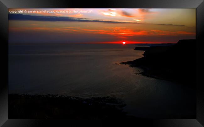 Sunset At Chapman's Pool and beyond Framed Print by Derek Daniel