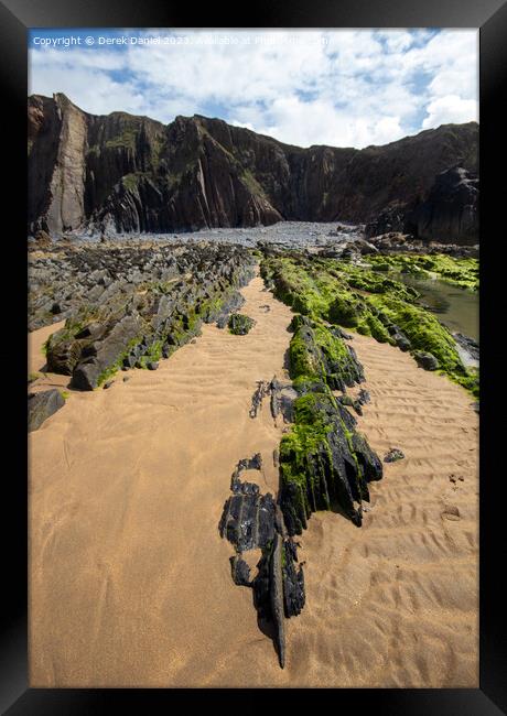 Majestic Sandymouth Beach Framed Print by Derek Daniel