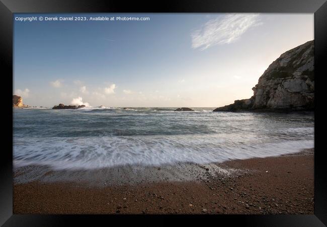 Crashing Waves at Man O'War Bay, Dorset Framed Print by Derek Daniel