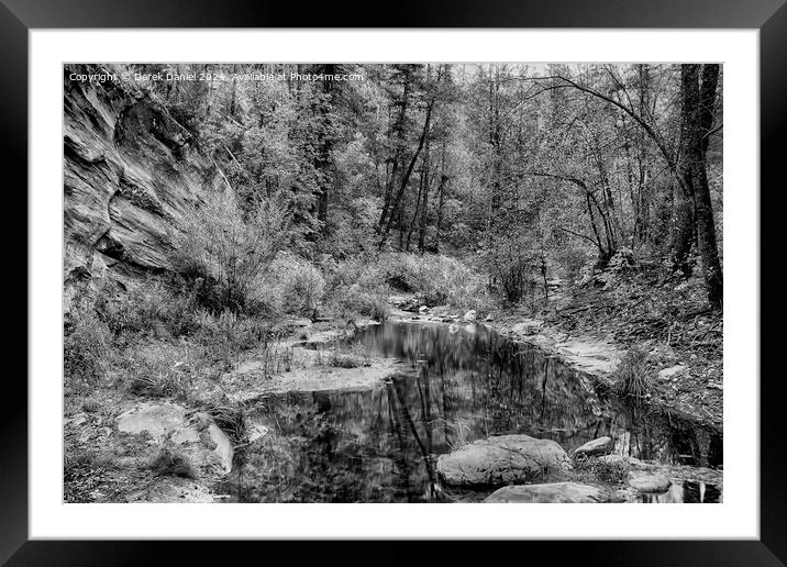 Oak Creek Canyon (mono) Framed Mounted Print by Derek Daniel