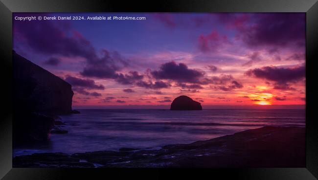 Trebarwith Strand Sunset, Cornwall (panoramic) Framed Print by Derek Daniel