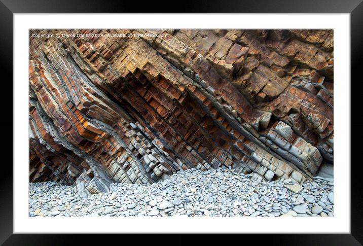 the rocks at Sandymouth Bay Framed Mounted Print by Derek Daniel