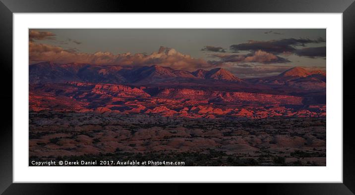 Fiery Red Sunset at Arches National Park (panorami Framed Mounted Print by Derek Daniel