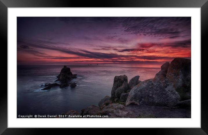 Lands End Sunset, Cornwall Framed Mounted Print by Derek Daniel