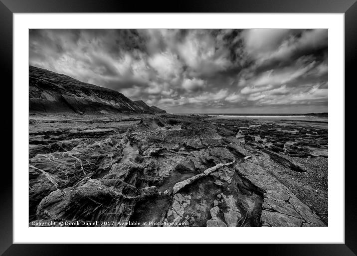 Crackington Haven, Cornwall (mono) Framed Mounted Print by Derek Daniel