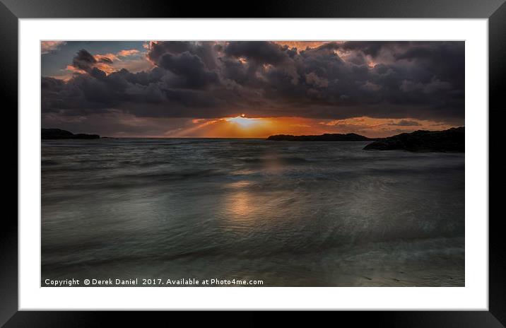 Golden Sunset at Trearddur Beach Framed Mounted Print by Derek Daniel