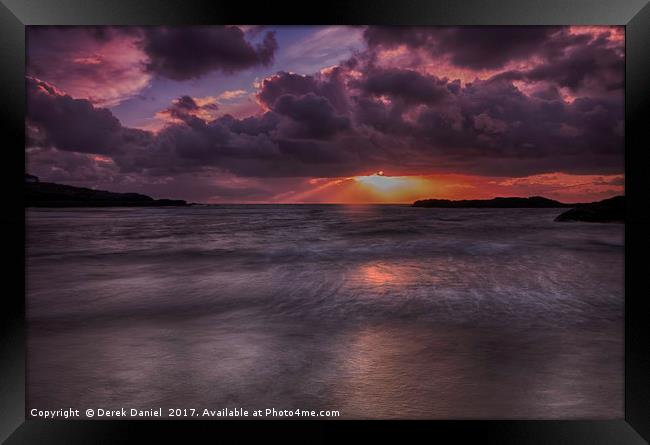 Vibrant Sunset Over Trearddur Bay Framed Print by Derek Daniel