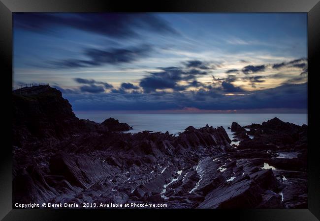 Majestic Sunset at Hartland Quay Framed Print by Derek Daniel