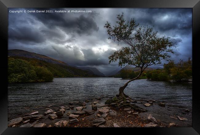 Dramatic and Moody Llyn Padarn Framed Print by Derek Daniel