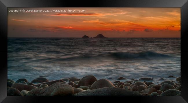 Radiant Sunset at Cot Valley, Cornwall Framed Print by Derek Daniel