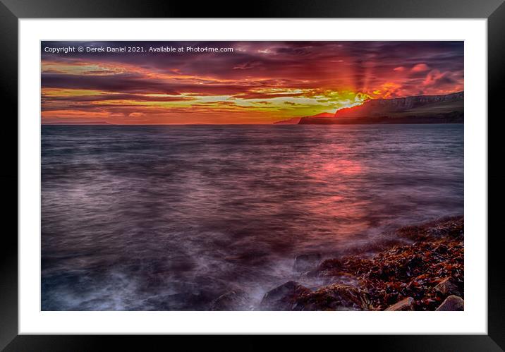 Sunset at Kimmeridge Bay, Isle of Purbeck, Dorset Framed Mounted Print by Derek Daniel