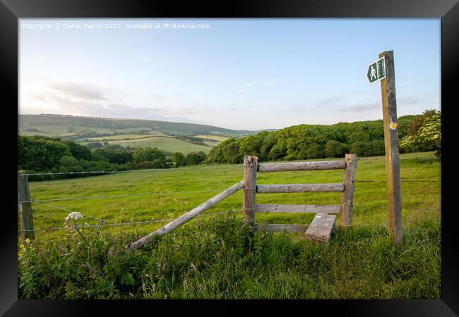 Public Footpath to The Purbecks Framed Print by Derek Daniel