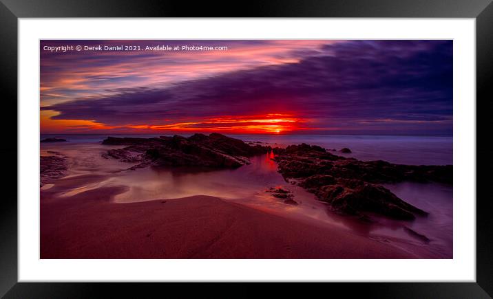 Crooklets Beach Sunset #6, Bude, Cornwall Framed Mounted Print by Derek Daniel