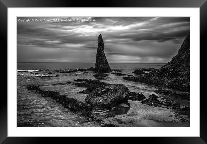 Cullen Beach, Moray (Mono) Framed Mounted Print by Derek Daniel