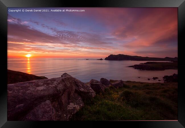 As the Sun goes down, Sybil Head, Dingle Peninsula Framed Print by Derek Daniel