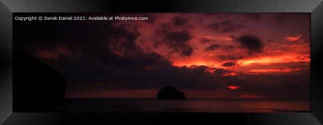 Gull Rock Sunset #2 (panoramic)  Framed Print by Derek Daniel