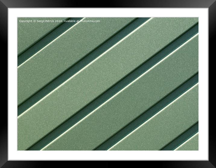 Green corrugated steel sheet with vertical guides. Framed Mounted Print by Sergii Petruk