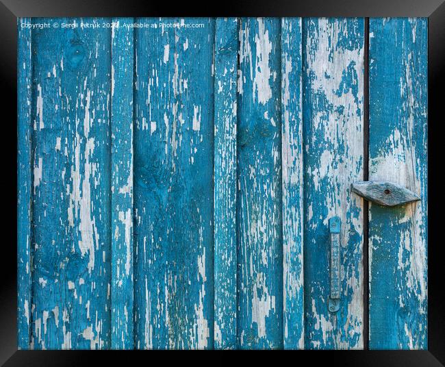 Old wooden door, boards, shabby paint, wooden texture Framed Print by Sergii Petruk