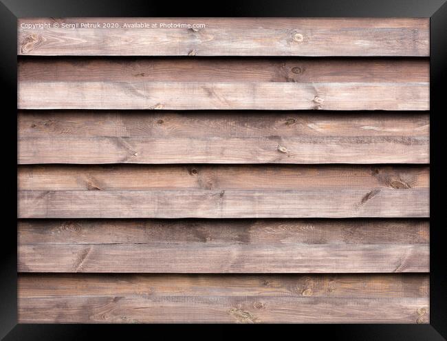 Texture of a wooden fence with a new horizontal brown background Framed Print by Sergii Petruk
