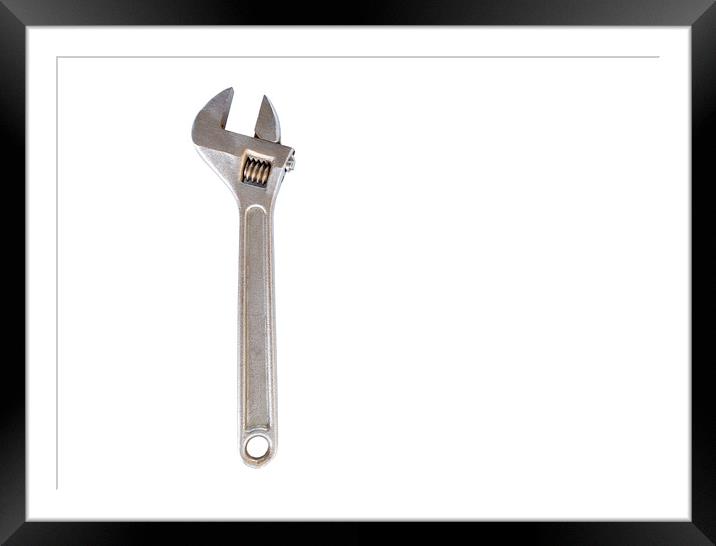 Old adjustable wrench isolated on white background Framed Mounted Print by Sergii Petruk